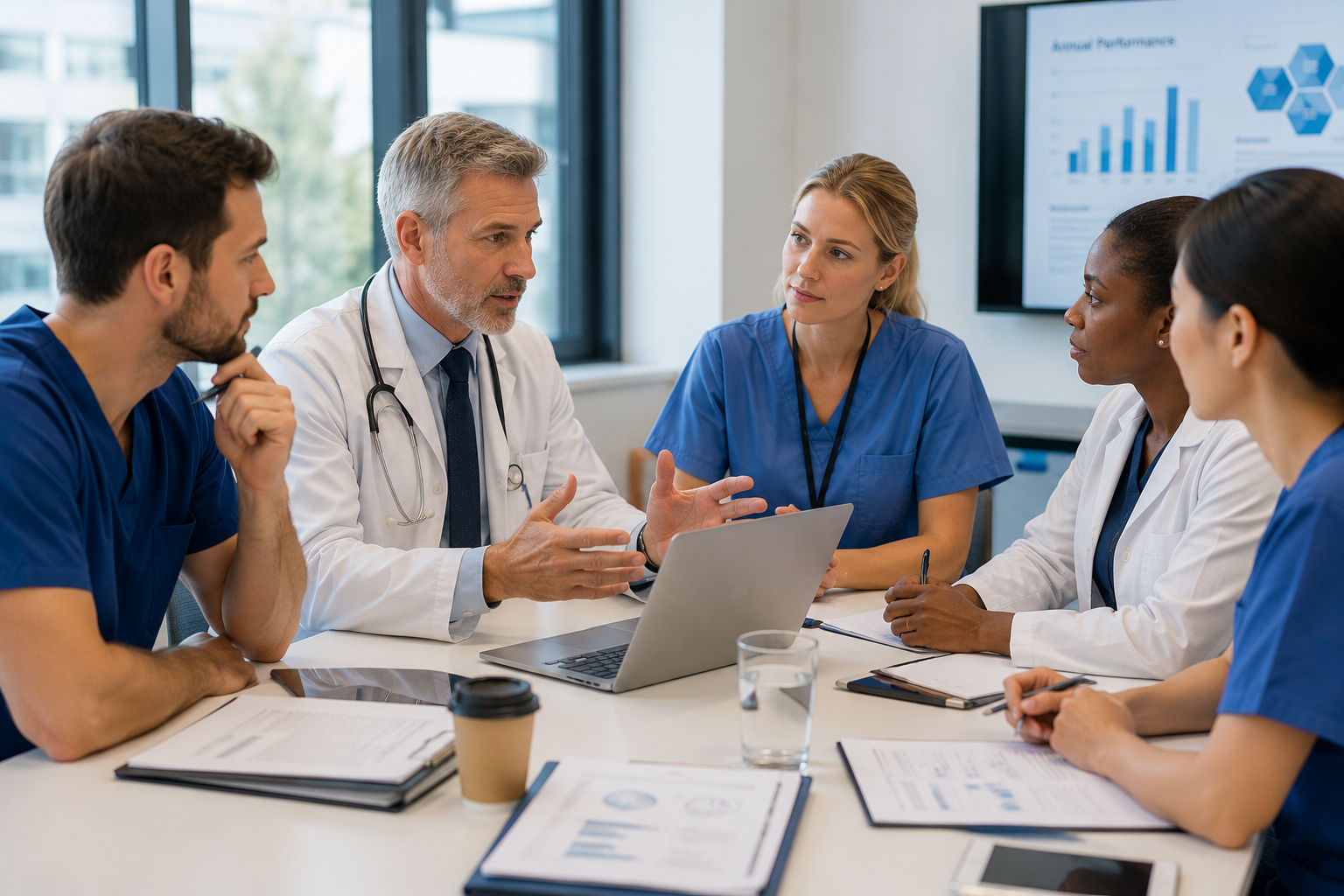 Professional healthcare team in discussion